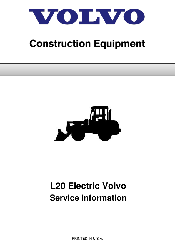 Volvo L20 Electric Compact Wheel Loader Repair Service Manual